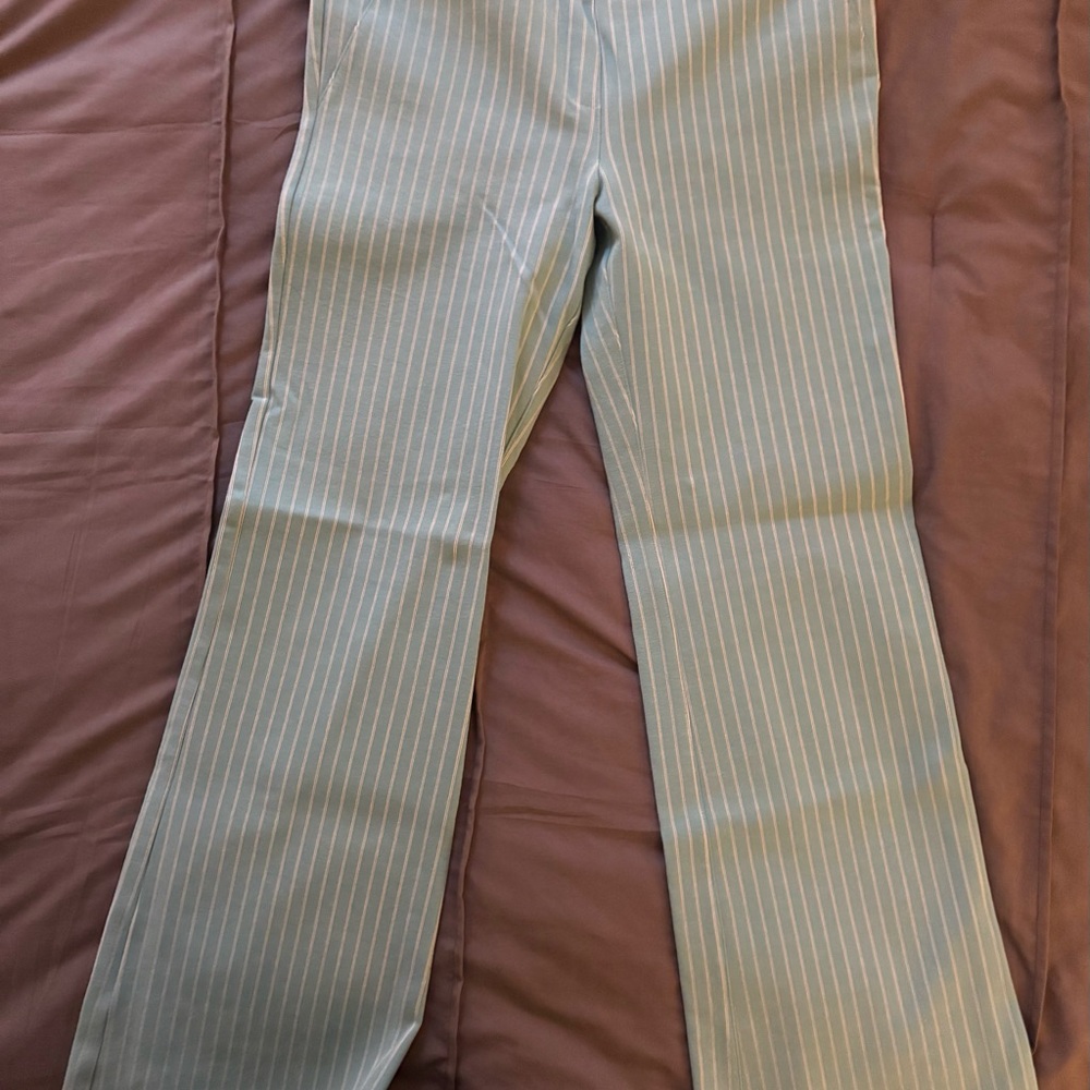 Betabrand Teal Pinstripe Trousers